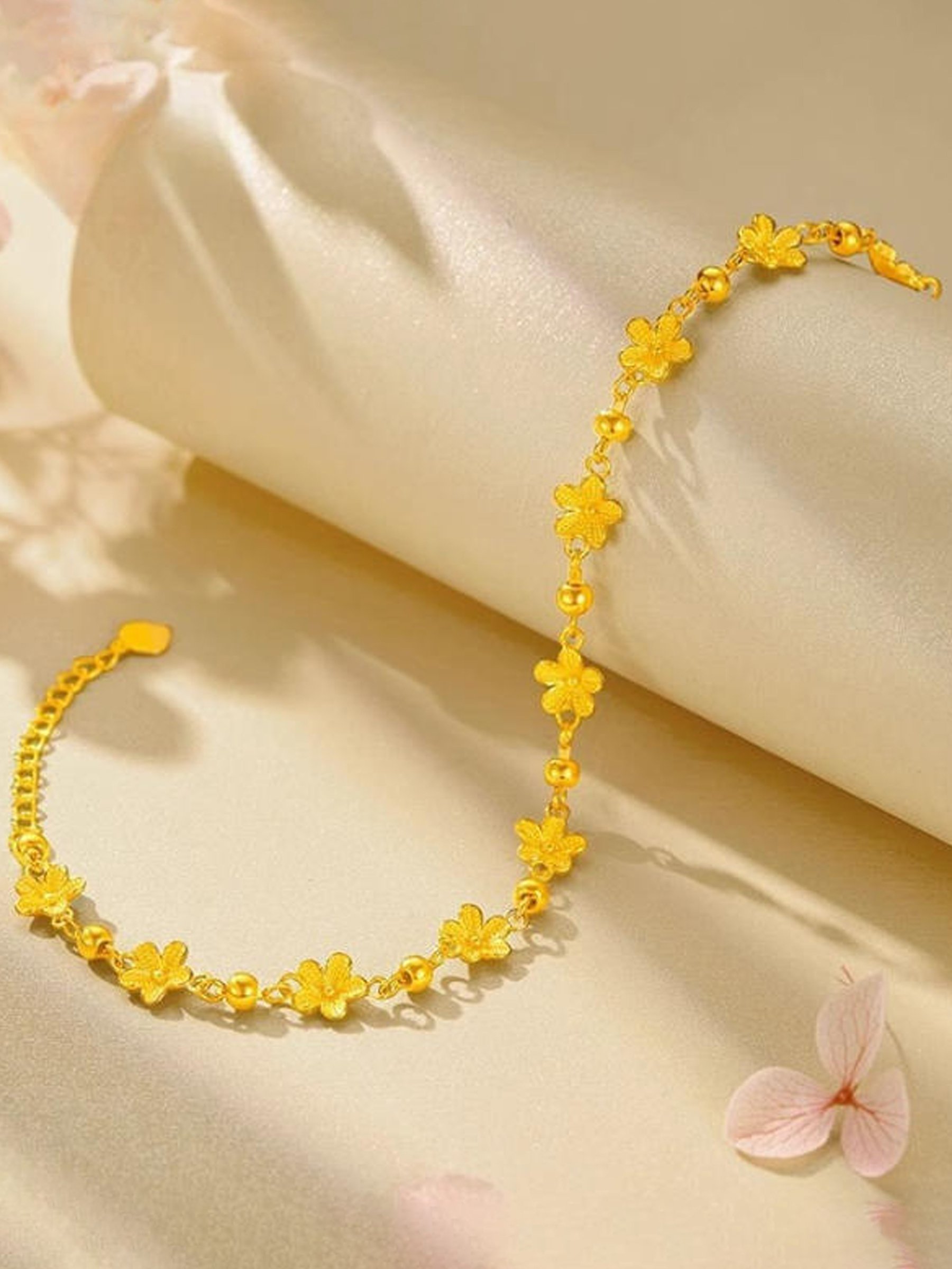 Gold Flower Charm Bracelet