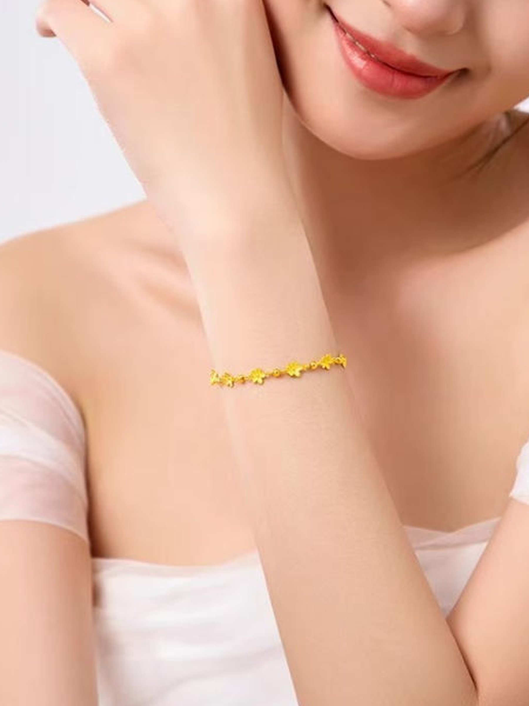 Gold Flower Charm Bracelet