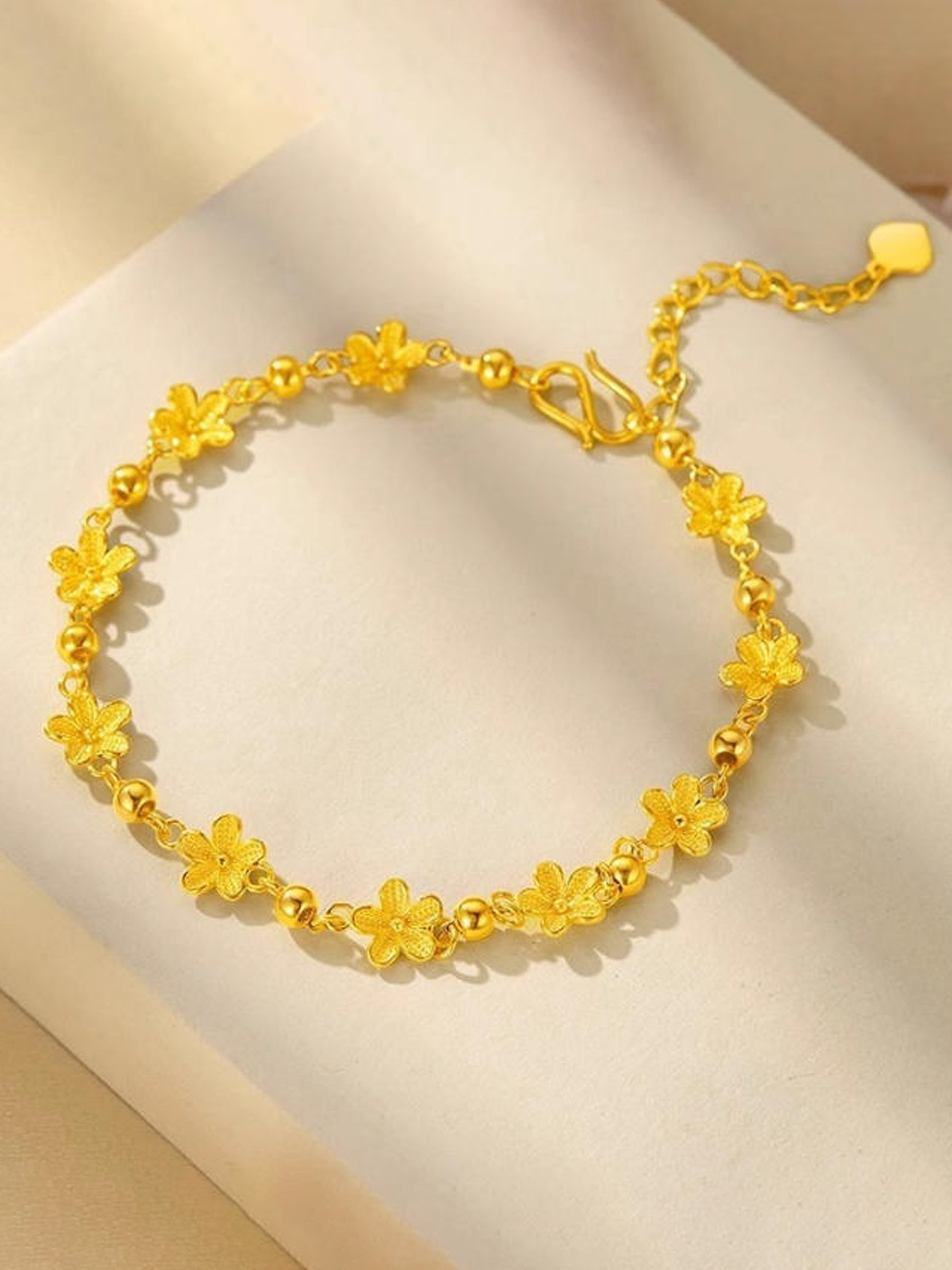 Gold Flower Charm Bracelet