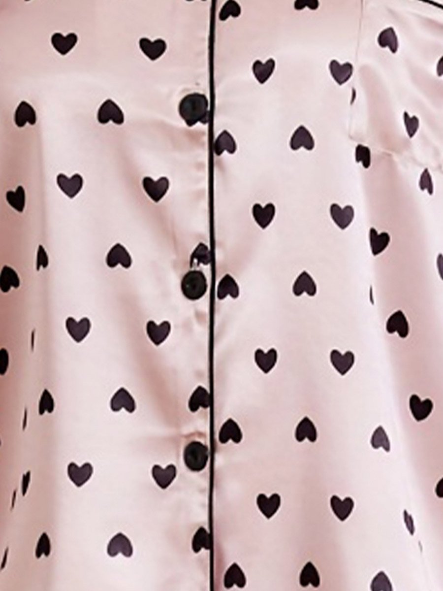 Light Pink Heat Print Shirt and Pants Pajama Set