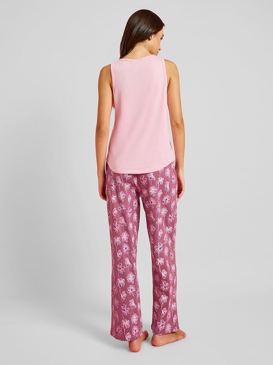 Pack of 3 - Floral Placket Vest, Shorts and Pyjama Set