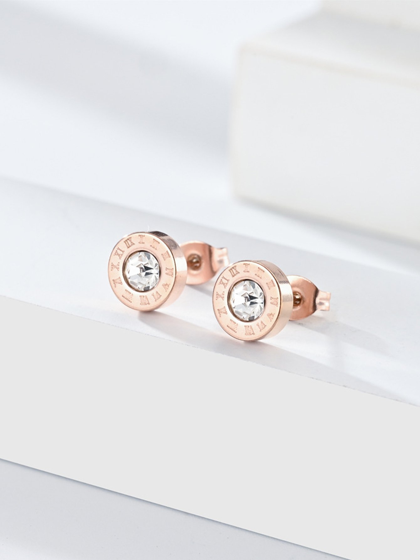 Roman Numeral Detail Stud Earrings