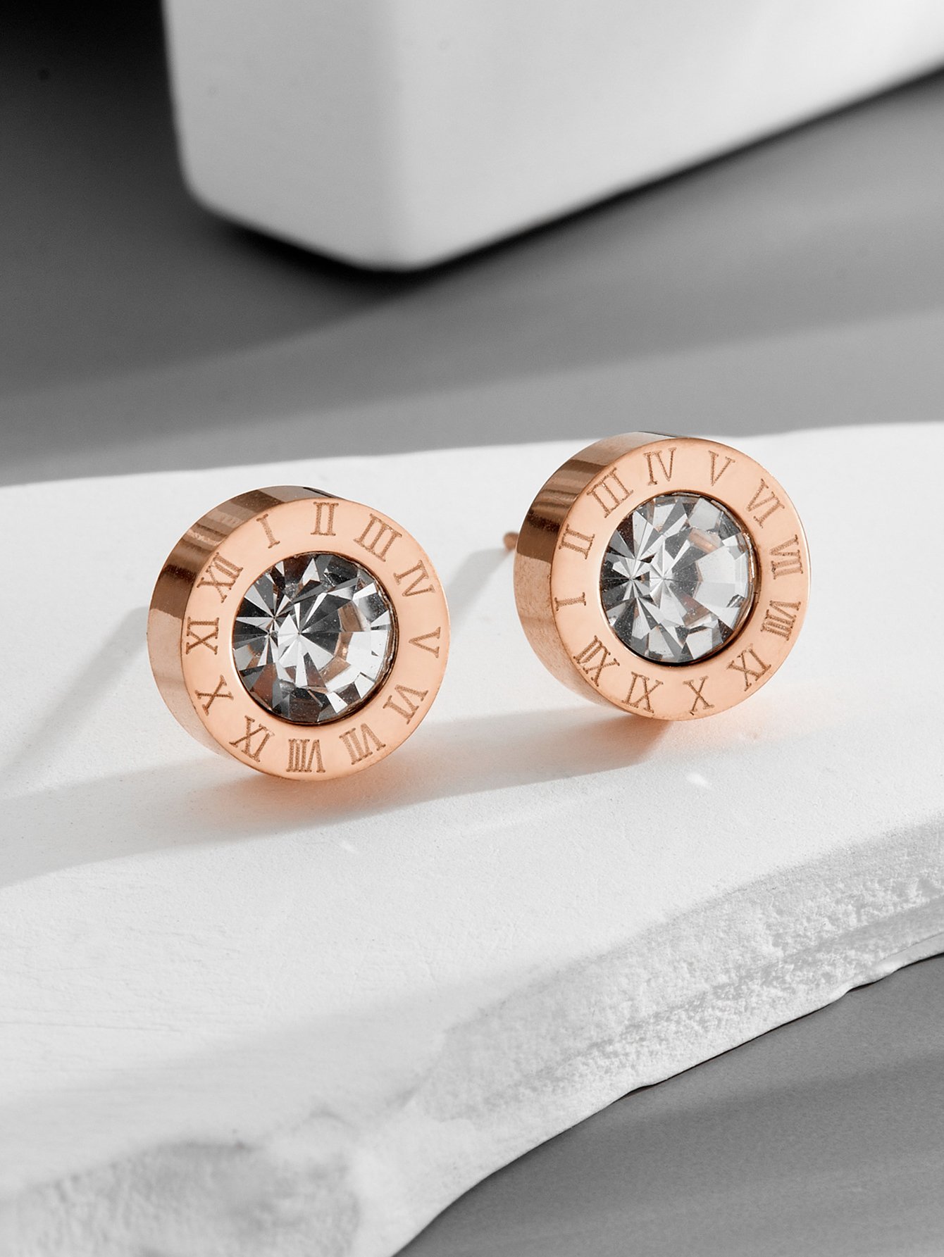 Roman Numeral Detail Stud Earrings