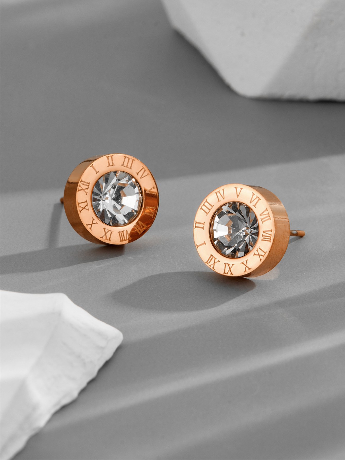 Roman Numeral Detail Stud Earrings