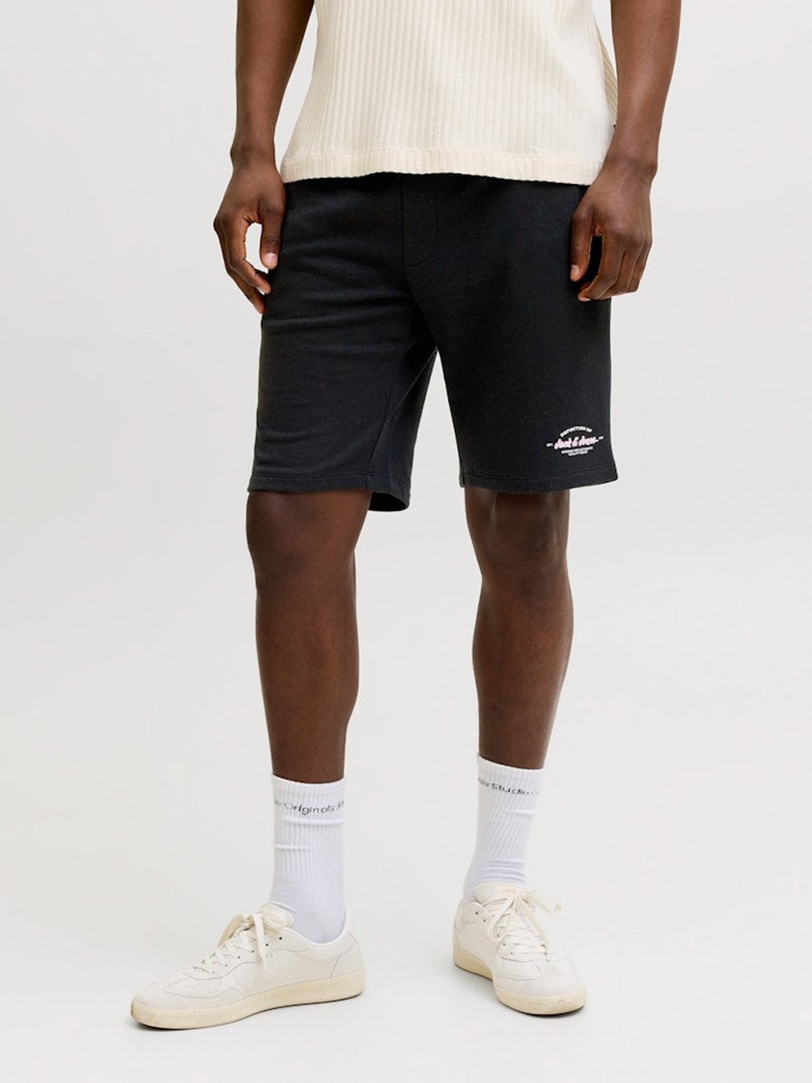 Men Black Knee-Length Sweat Shorts