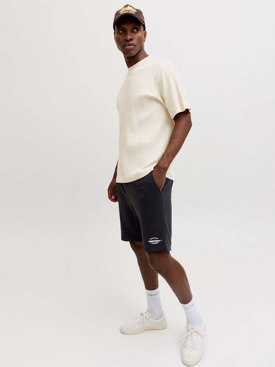 Men Black Knee-Length Sweat Shorts