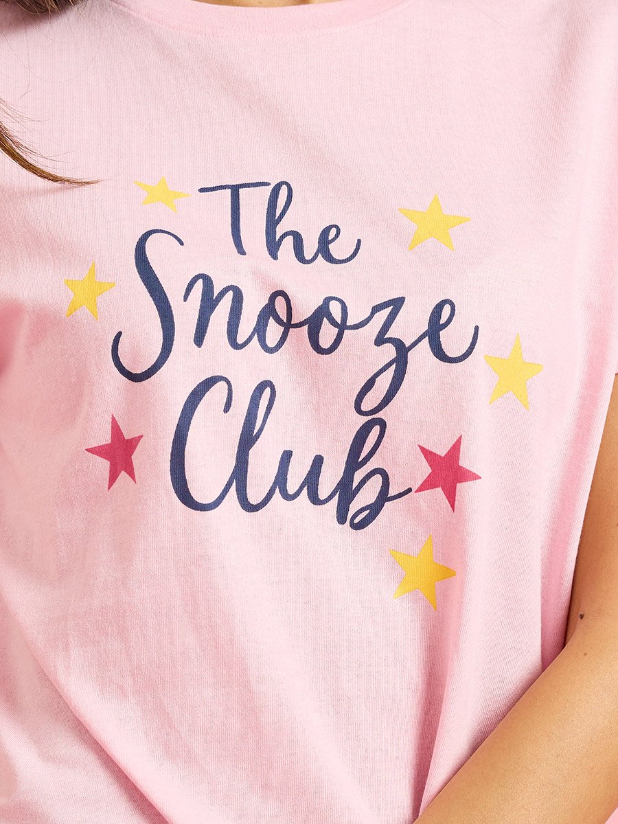 Pink Text Print Print Cotton Blend T-Shirt and Pyjama Set