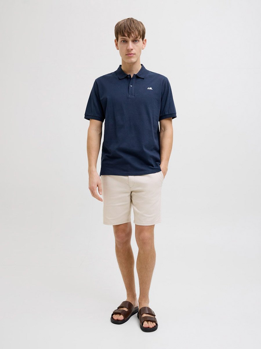 Men Navy Blue Cotton Regular Polo