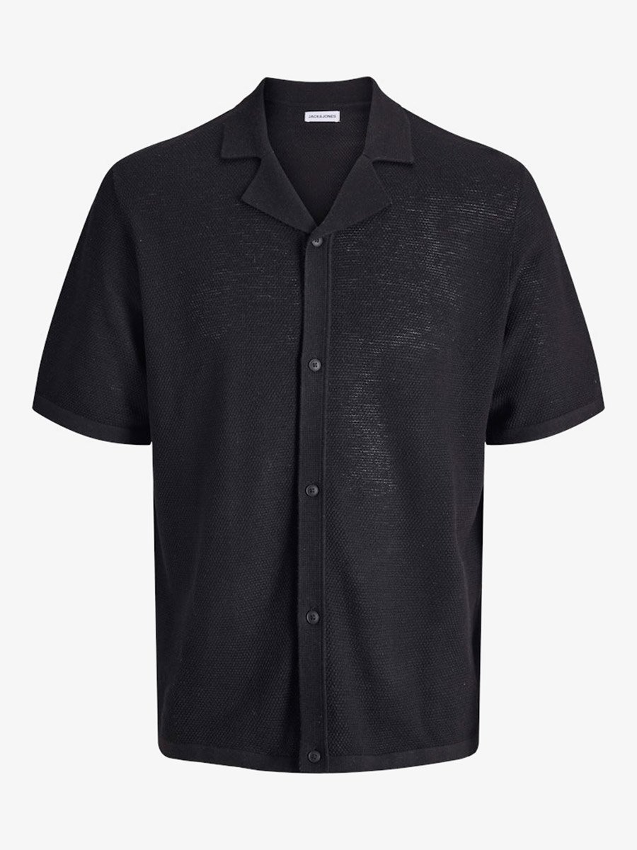 Men Black Textured Cotton Polo