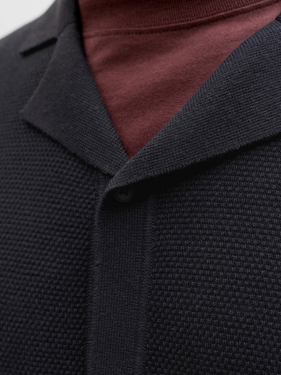 Men Black Textured Cotton Polo