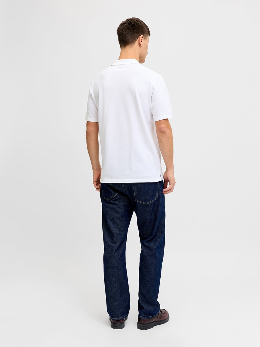 Men White Cotton Polo with Zip