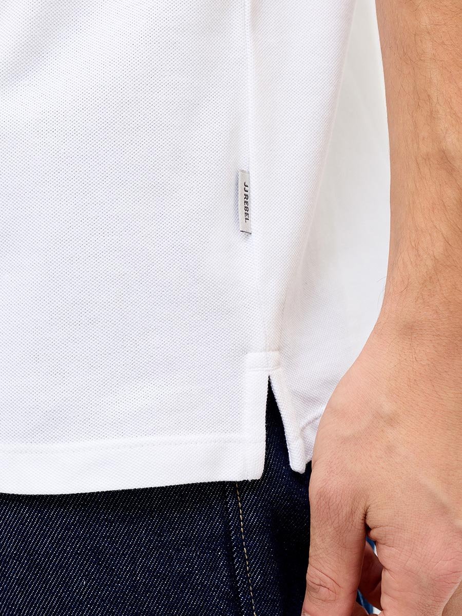 Men White Cotton Polo with Zip