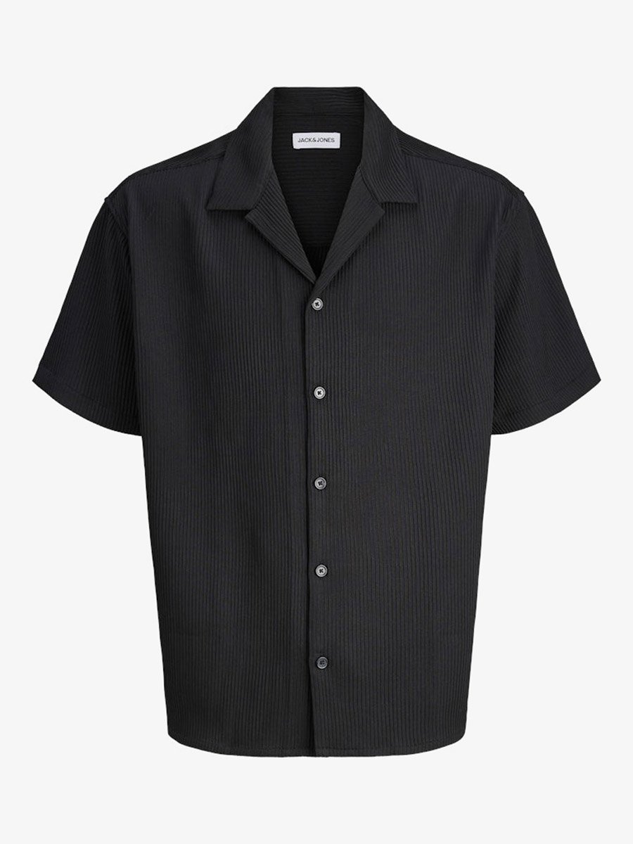 Men Black Resort Collar Shirt