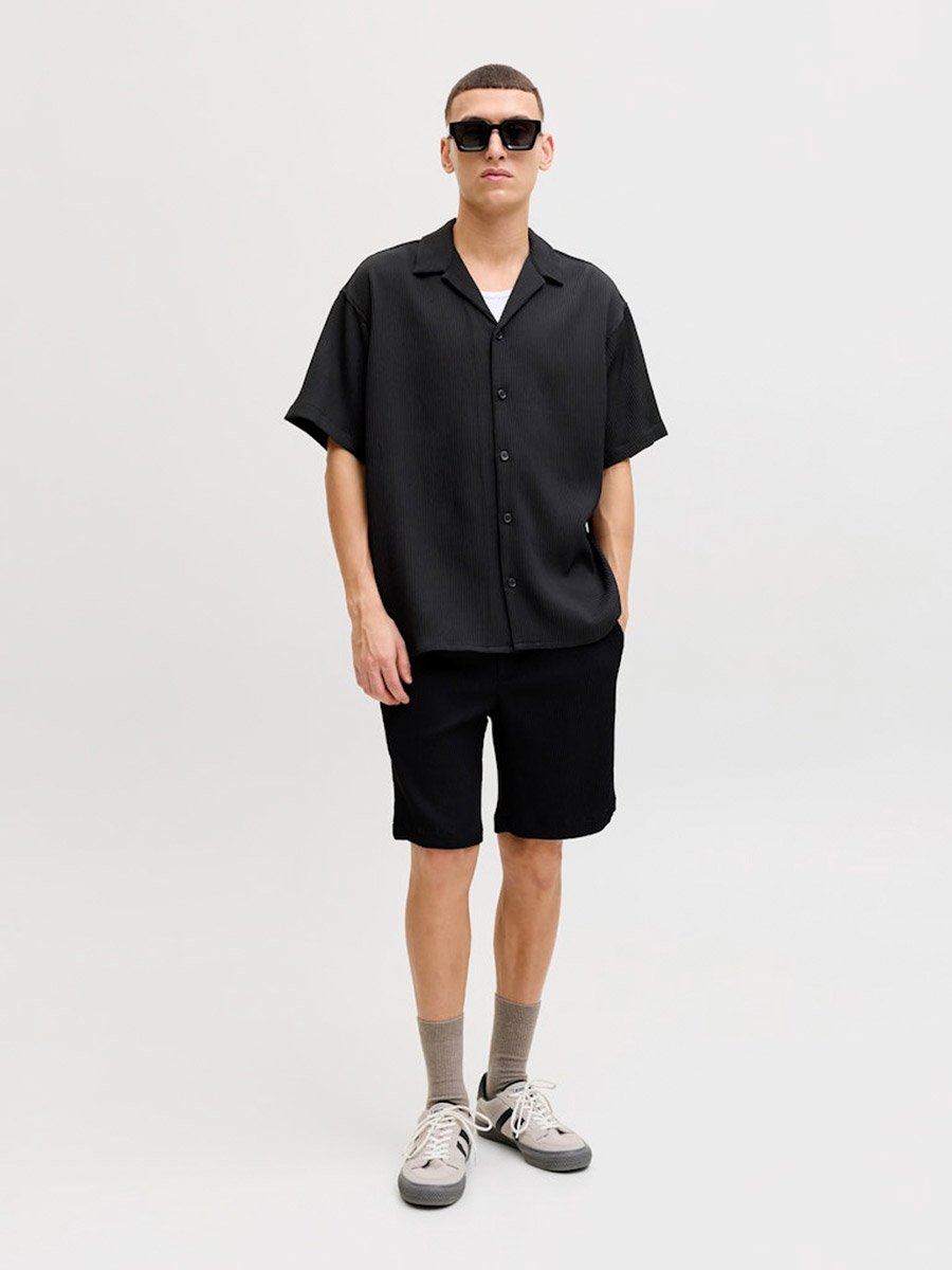 Men Black Resort Collar Shirt