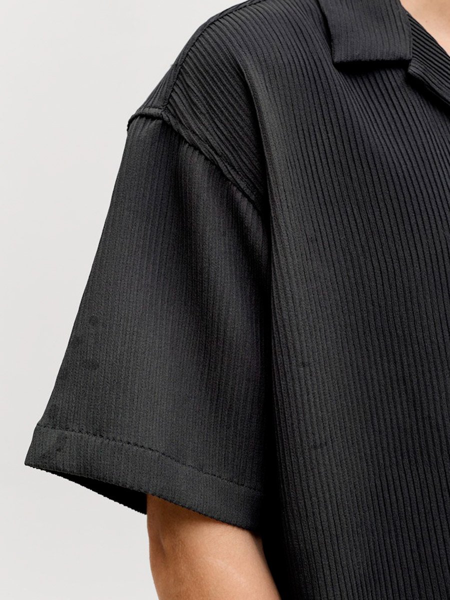 Men Black Resort Collar Shirt