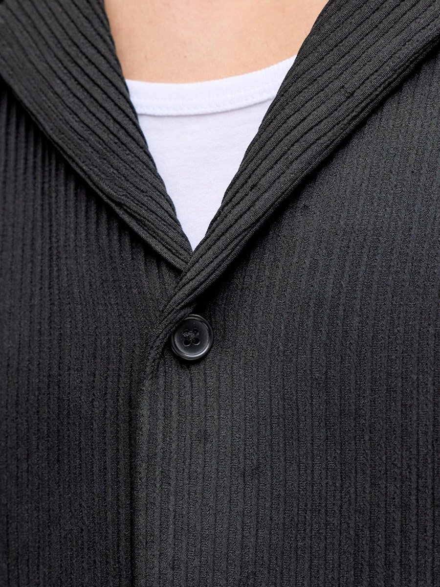 Men Black Resort Collar Shirt