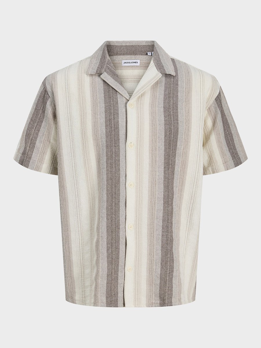 Men Grey Striped Resort Shirt