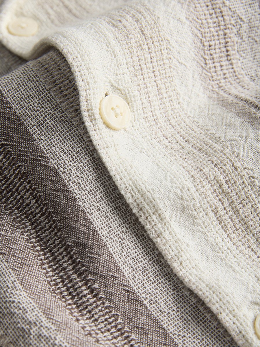 Men Grey Striped Resort Shirt