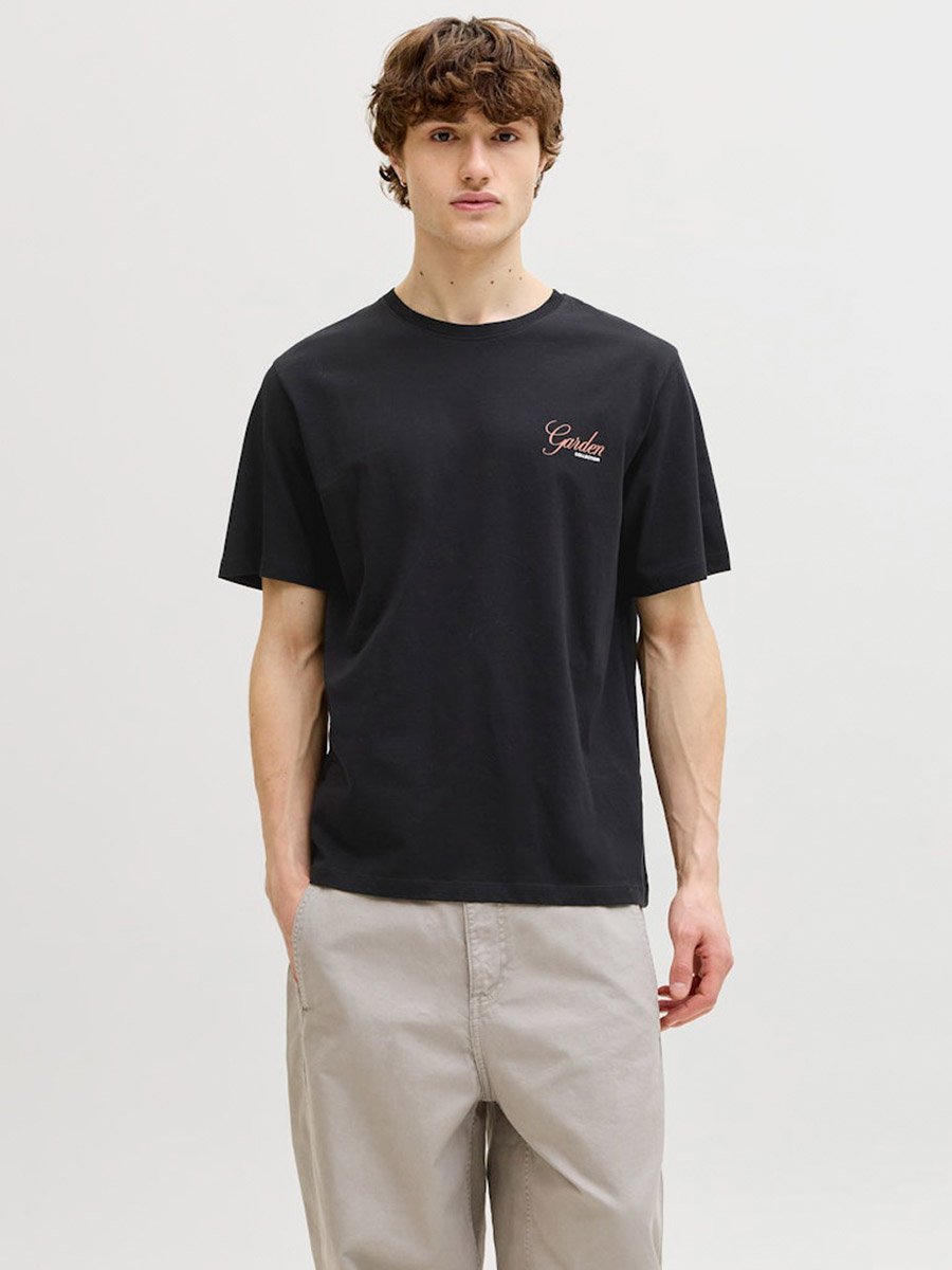Men Black Graphic Print Crew Neck T-Shirt