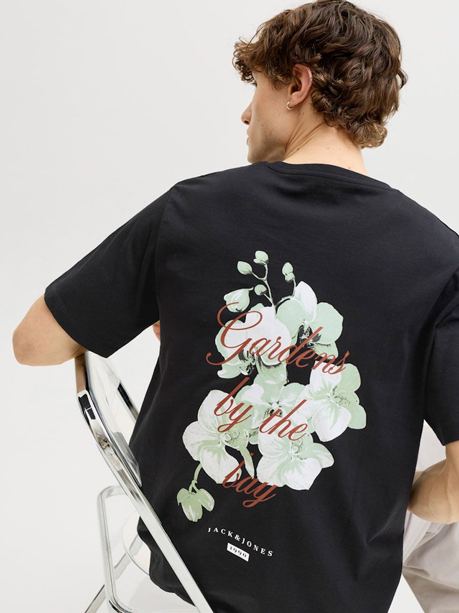 Men Black Graphic Print Crew Neck T-Shirt