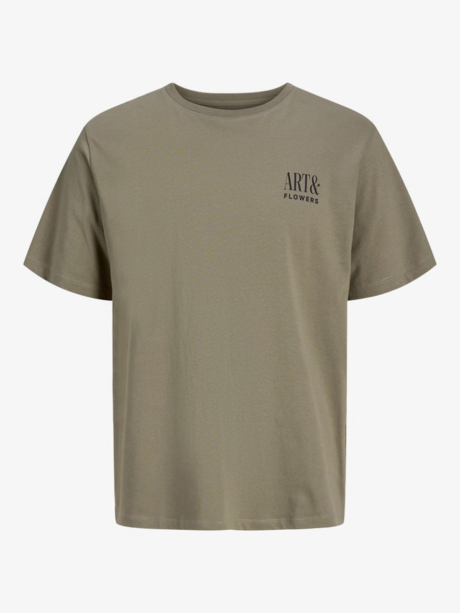 Men Beige Graphic Print Crew Neck T-Shirt