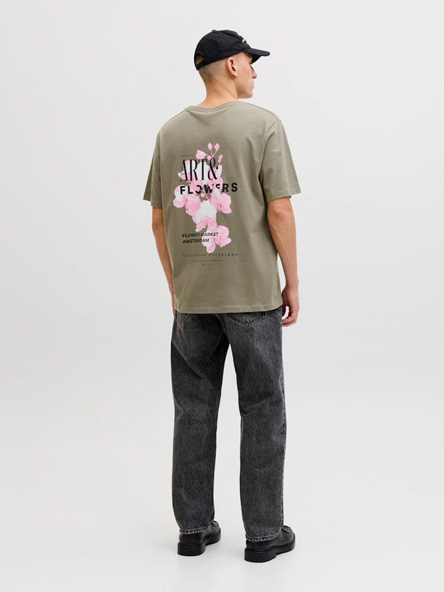 Men Beige Graphic Print Crew Neck T-Shirt