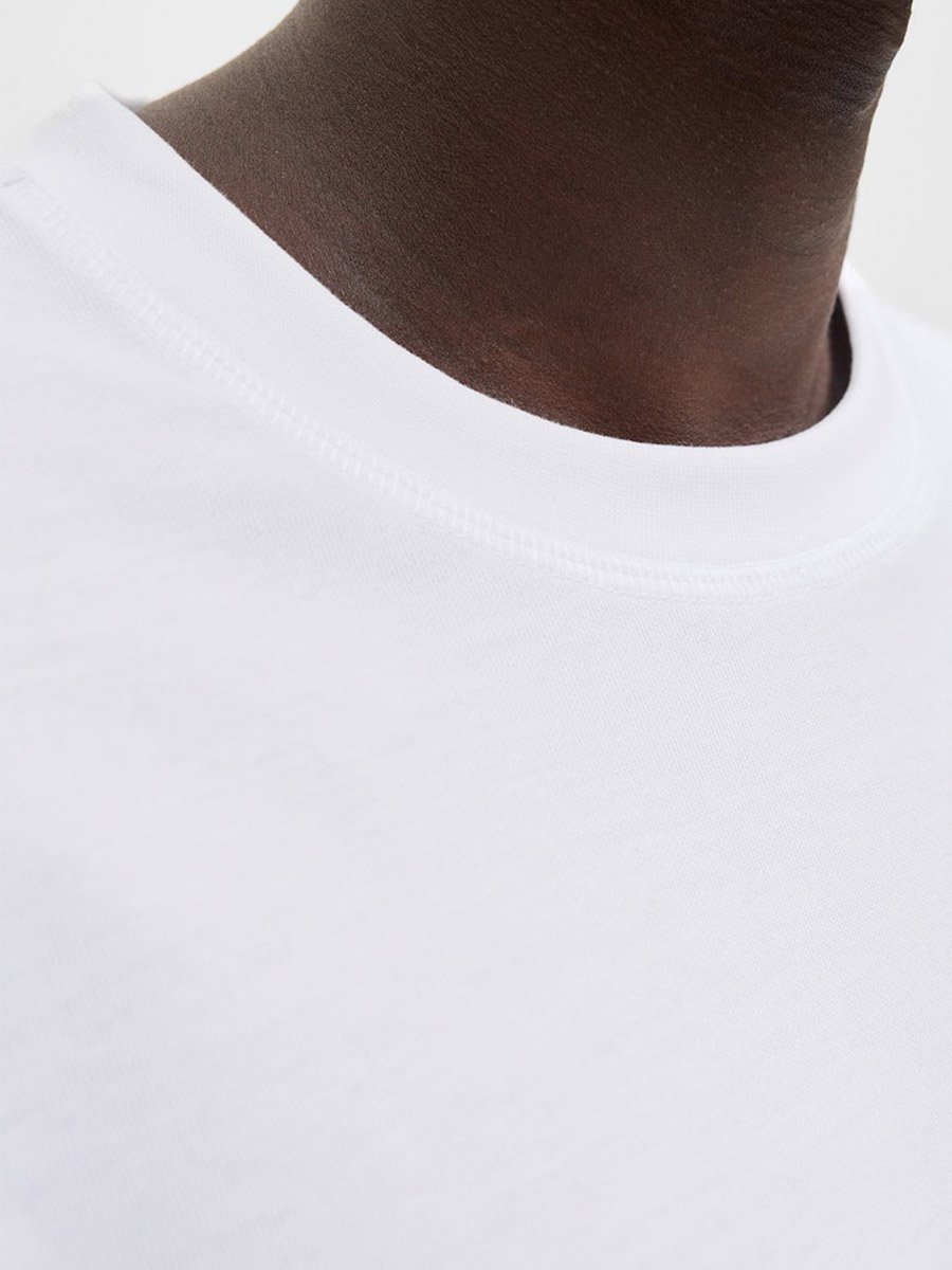 Men White Crew Neck Cotton T-Shirt