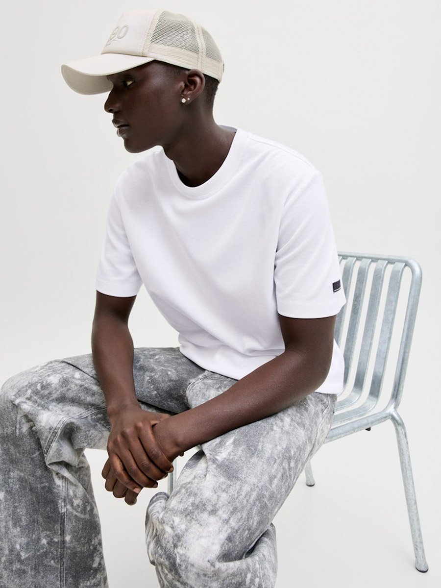 Men White Crew Neck Cotton T-Shirt
