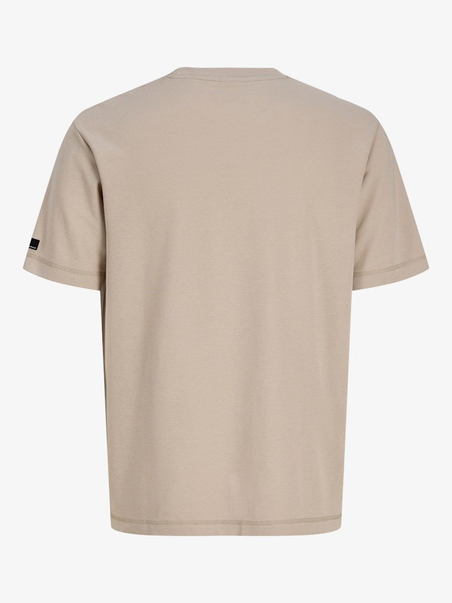 Men Beige Crew Neck Cotton T-Shirt