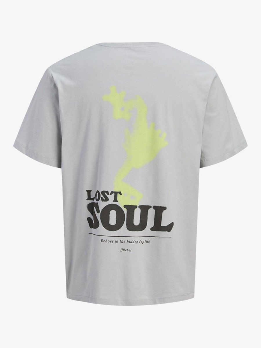 Men Grey Graphic Cotton Crew Neck T-Shirt