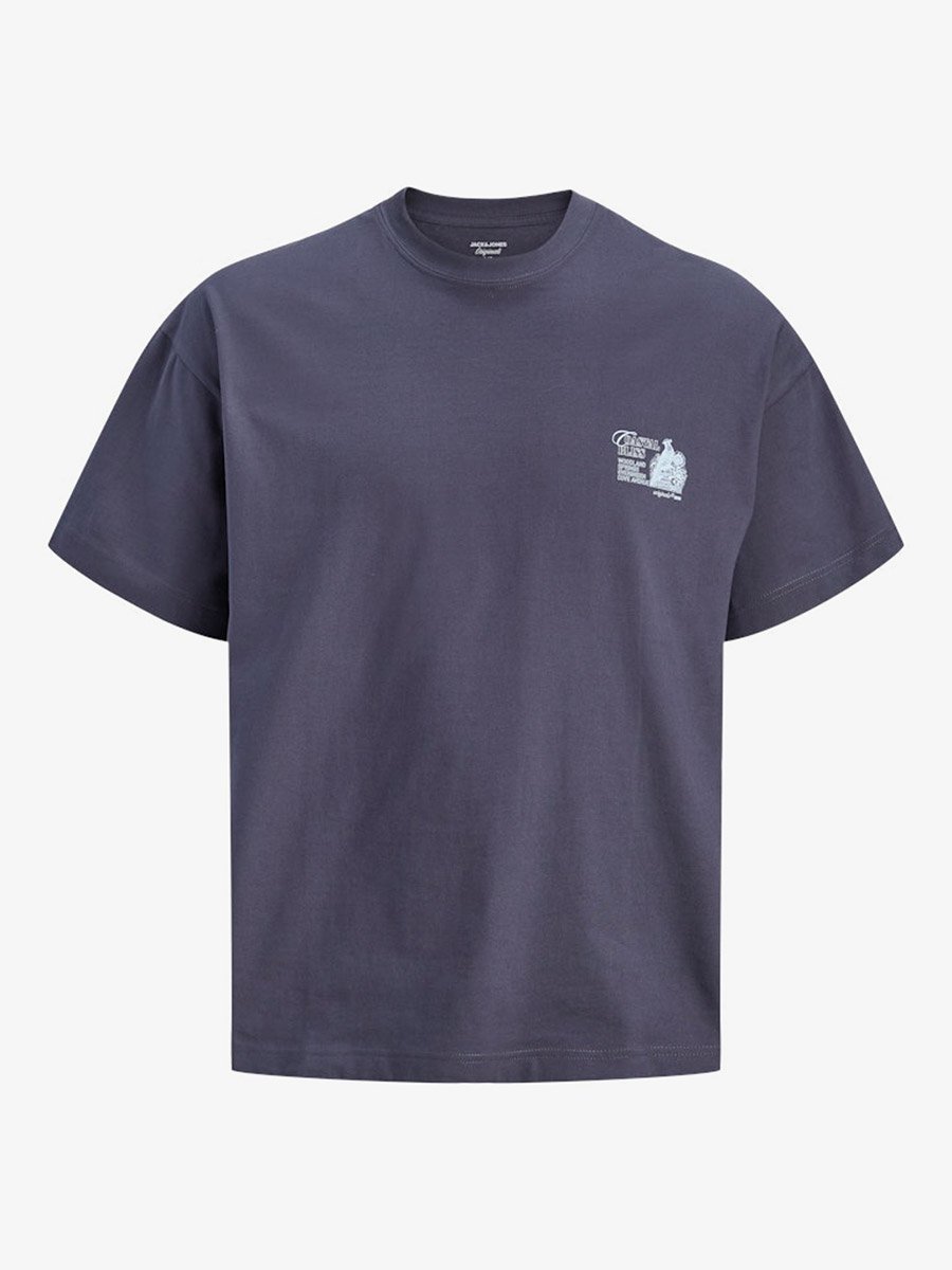 Men Grey Graphic Cotton Crew Neck T-Shirt