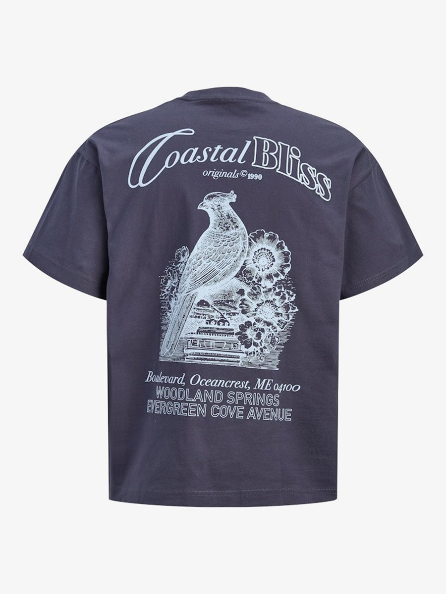 Men Grey Graphic Cotton Crew Neck T-Shirt