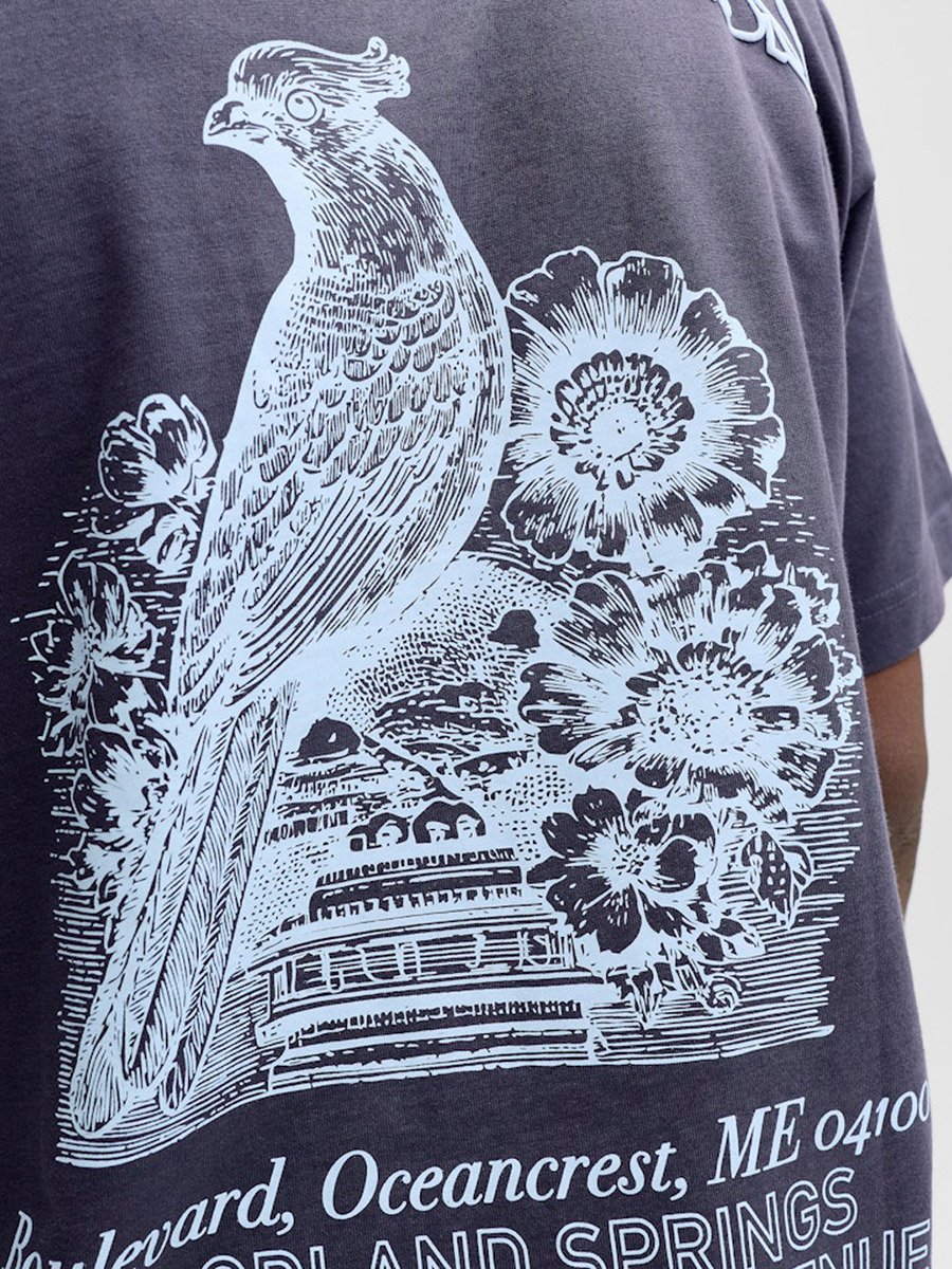 Men Grey Graphic Cotton Crew Neck T-Shirt