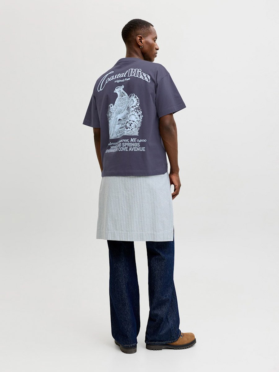 Men Grey Graphic Cotton Crew Neck T-Shirt