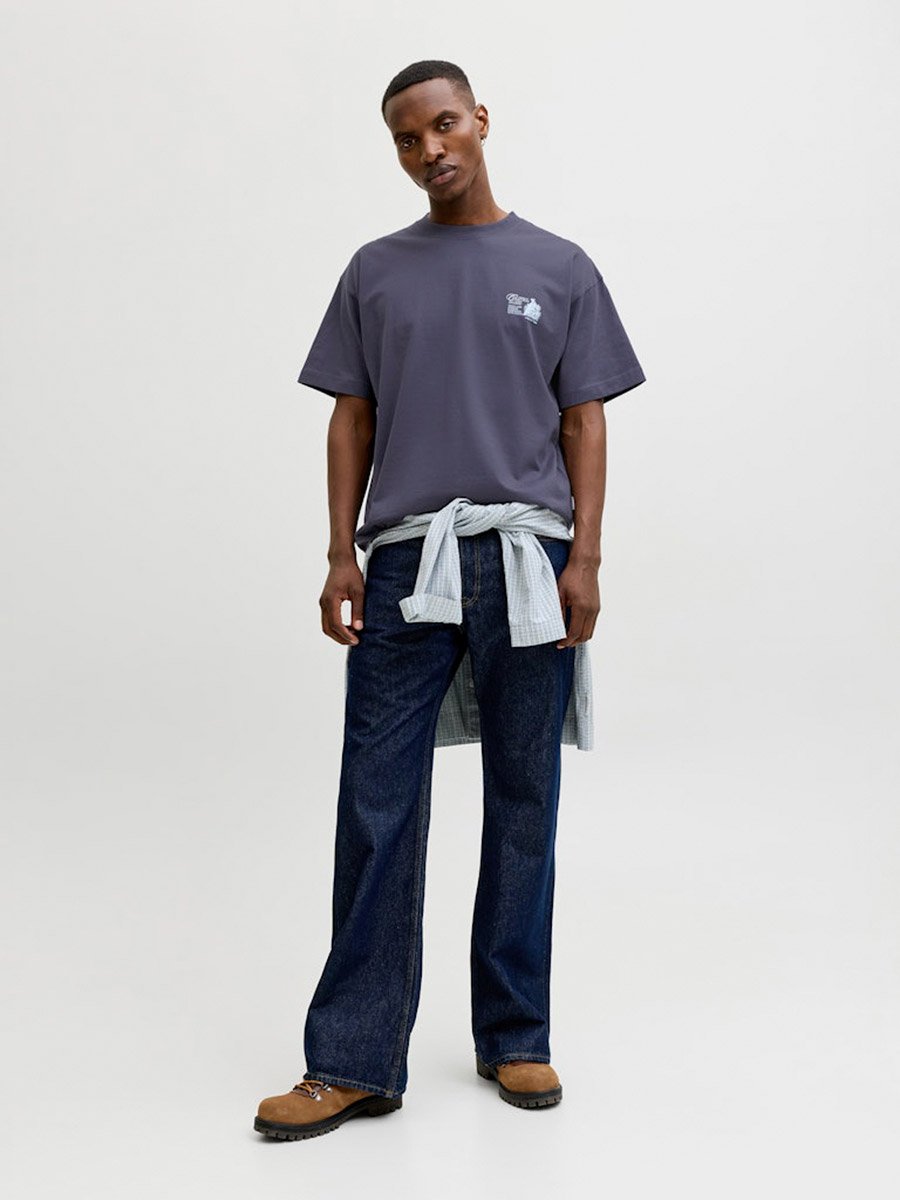 Men Grey Graphic Cotton Crew Neck T-Shirt