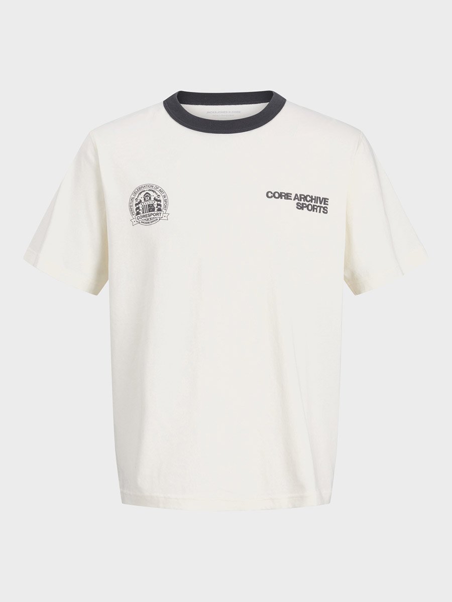 Men Cream Graphic Cotton Crew Neck T-Shirt