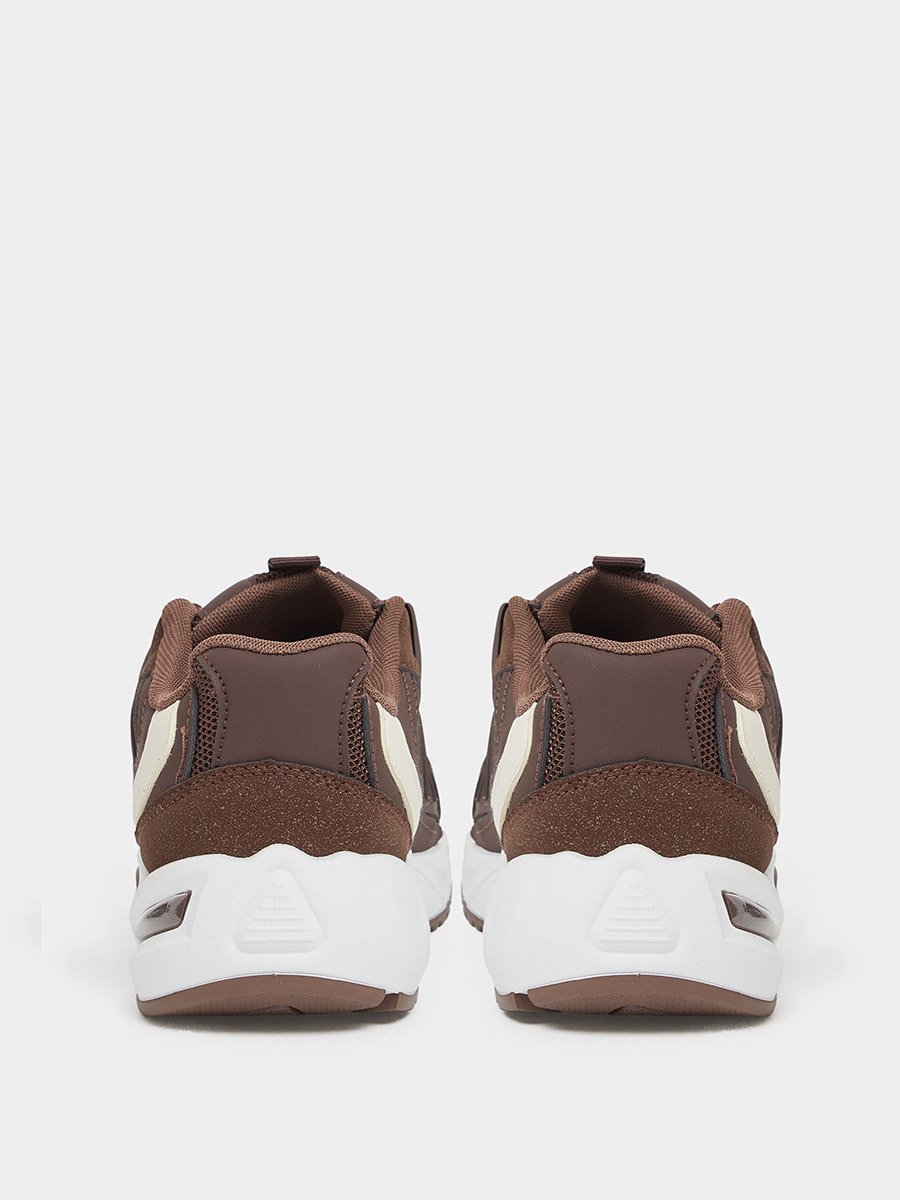 Brown Textured Sporty Sneakers
