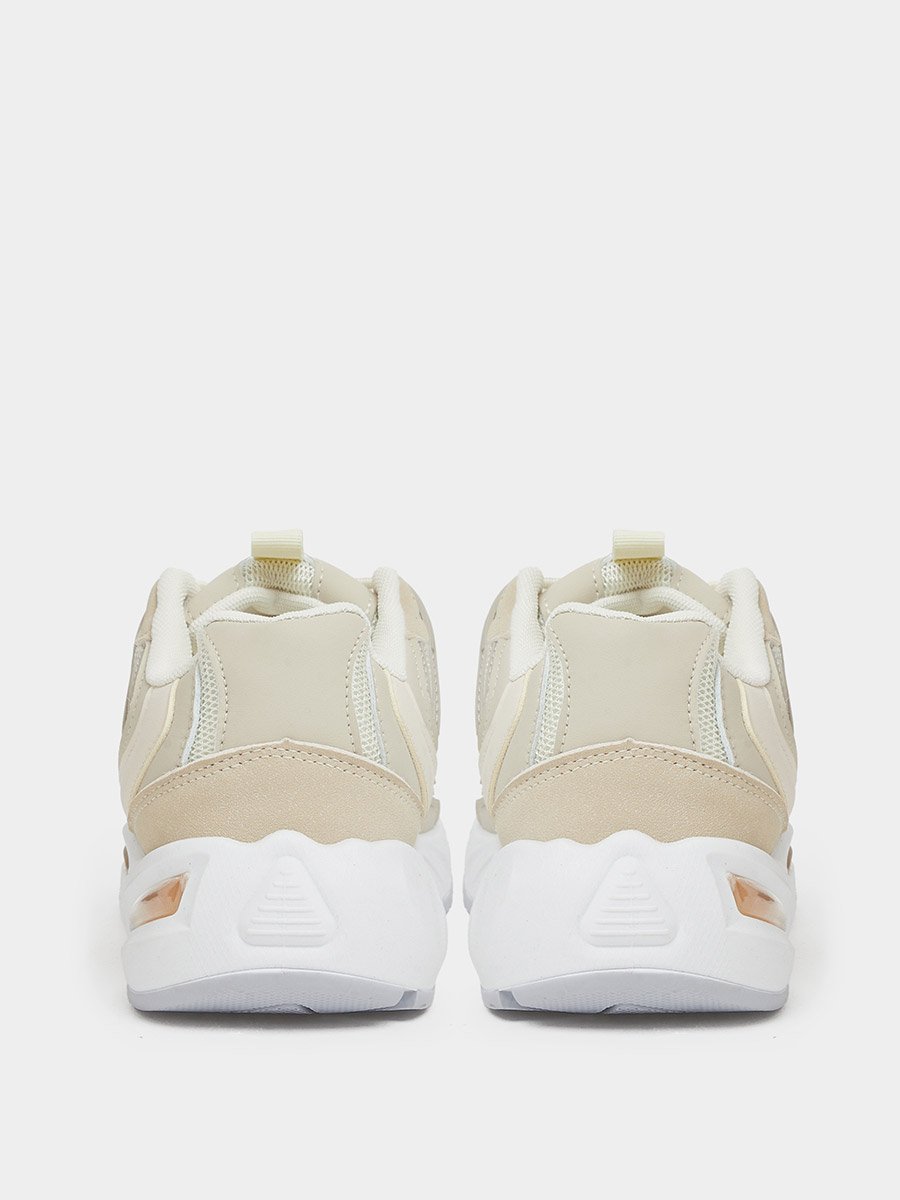 Beige Textured Sporty Sneakers
