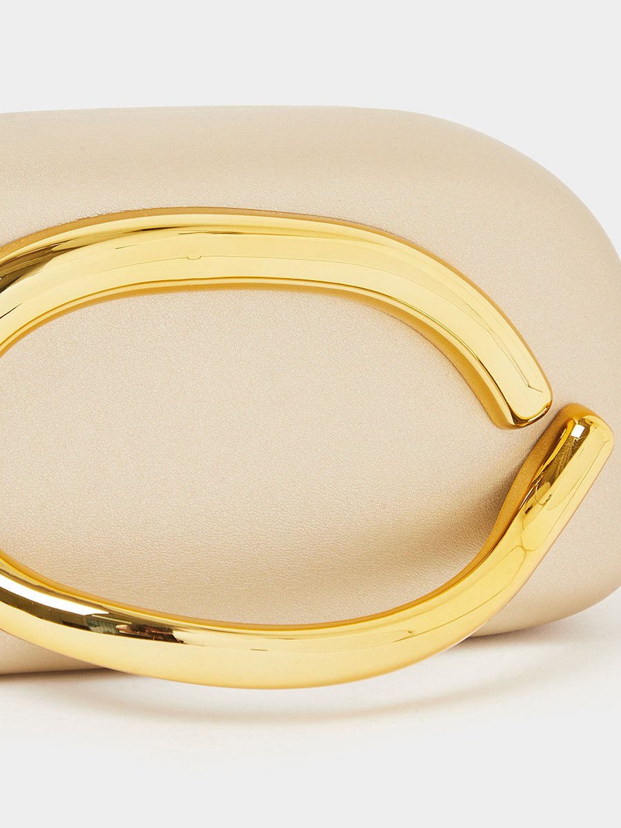 Gold-Tone Clutch with Metal Trim