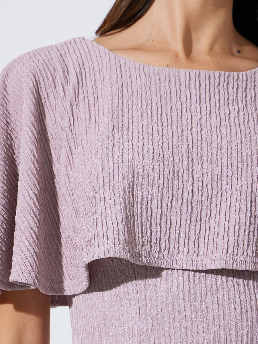 Lilac Cape Sleeves A-Line Midi Dress