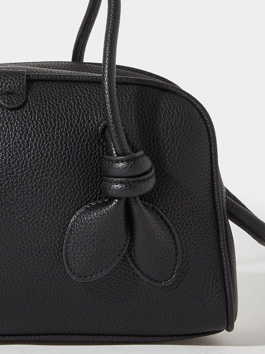 Black Textured Knot Detail Handbag