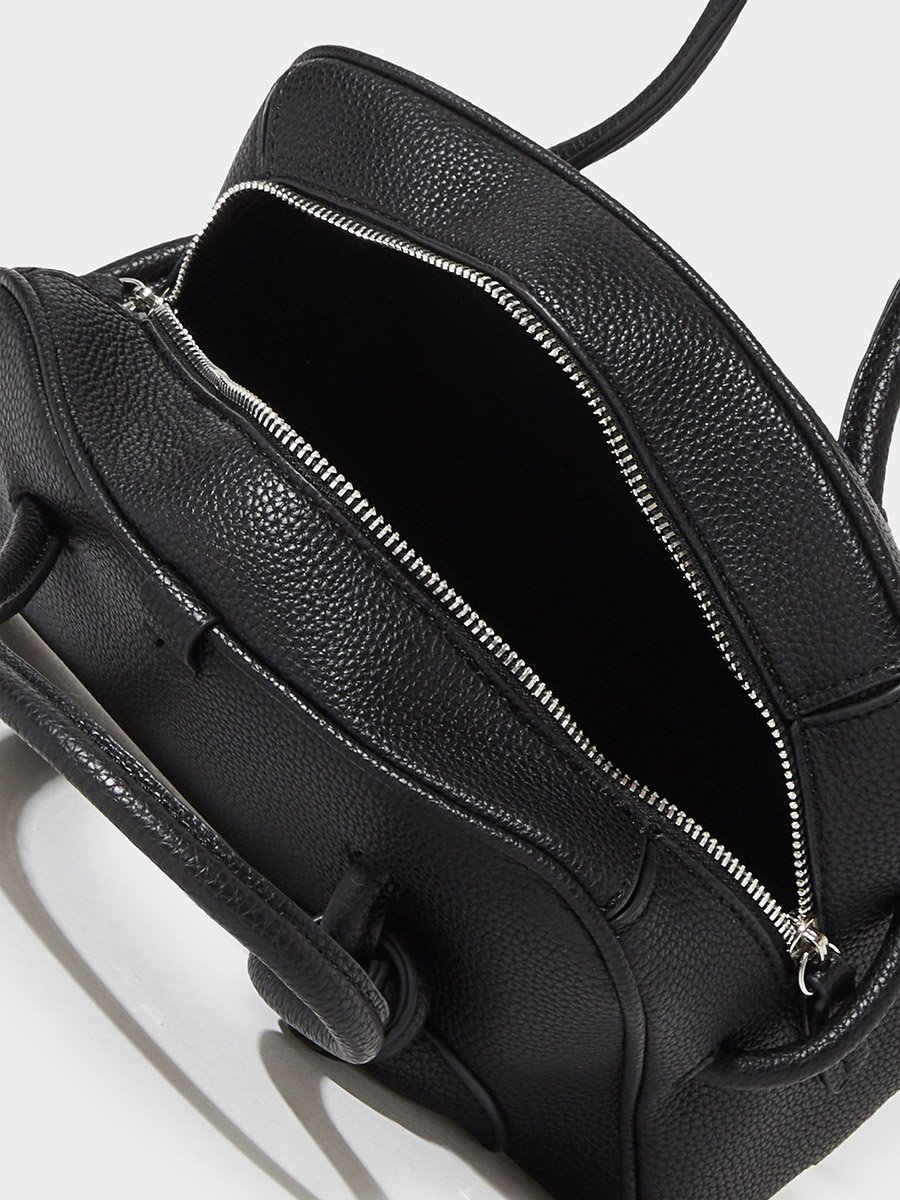 Black Textured Knot Detail Handbag