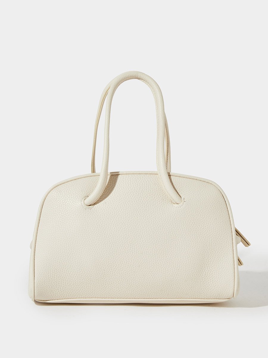 Off White Textured Knot Detail Handbag
