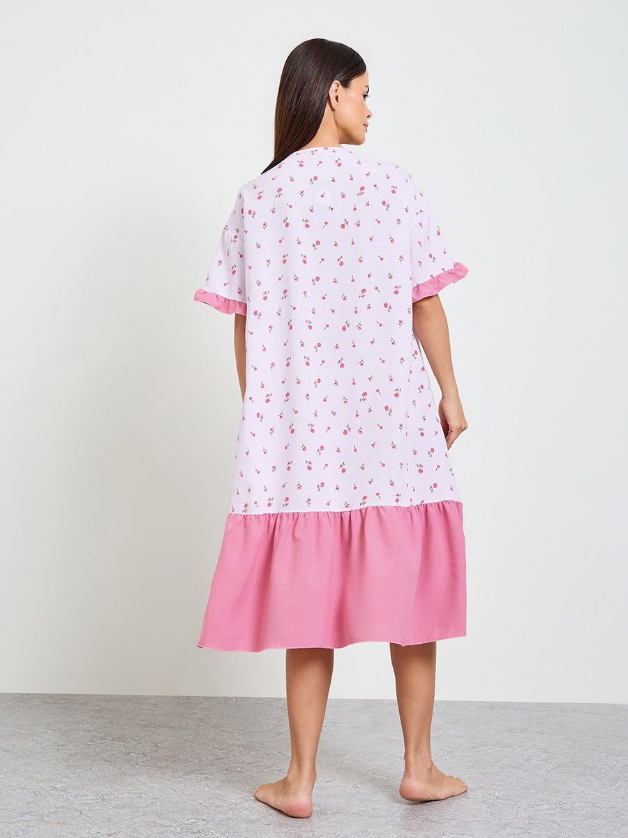 Floral Print Short Sleeve Nightshirt