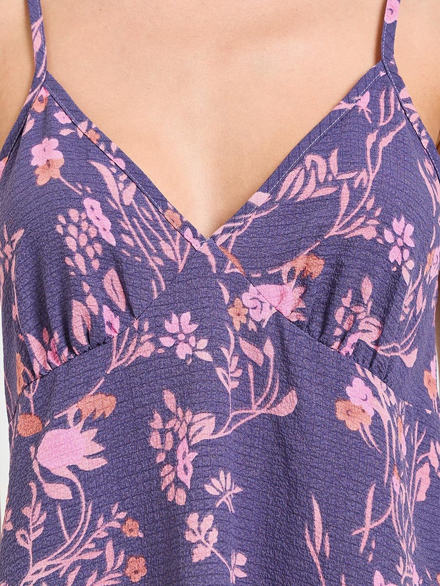 Purple Floral Print Nightdress