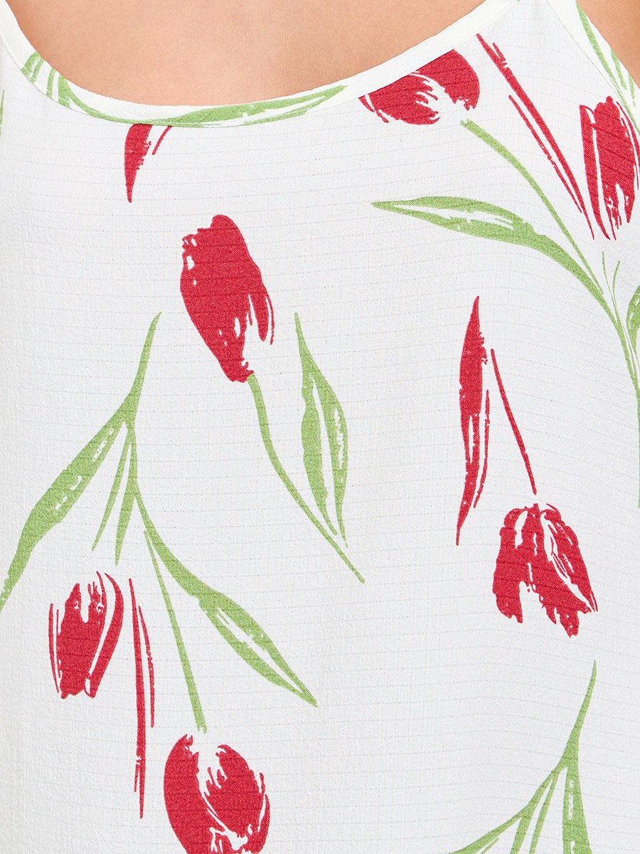 White Strappy Tulip Print Nightdress