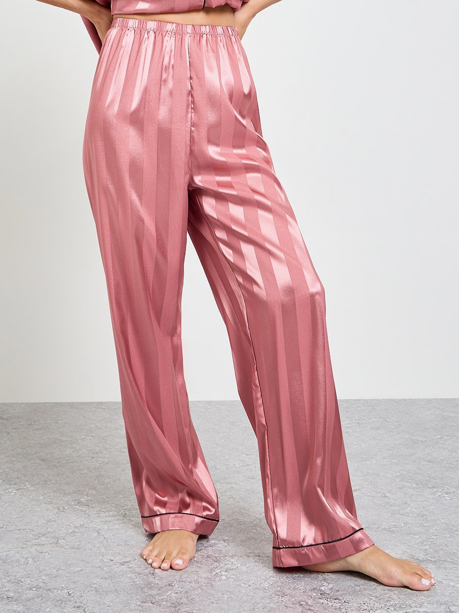 Pink Striped Pattern Shirt and Pyjama Set