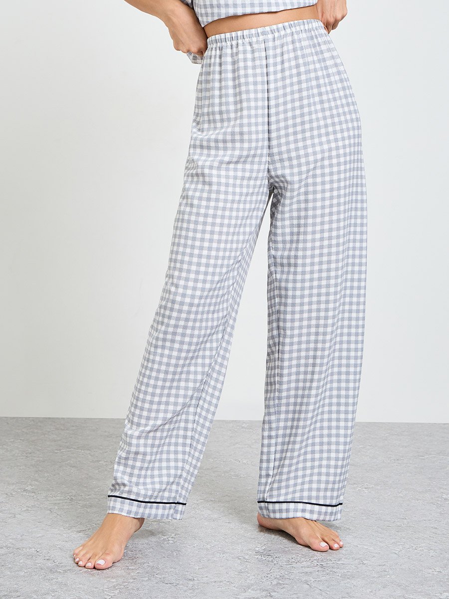 Grey Gingham Checked Cami and Pyjama Set