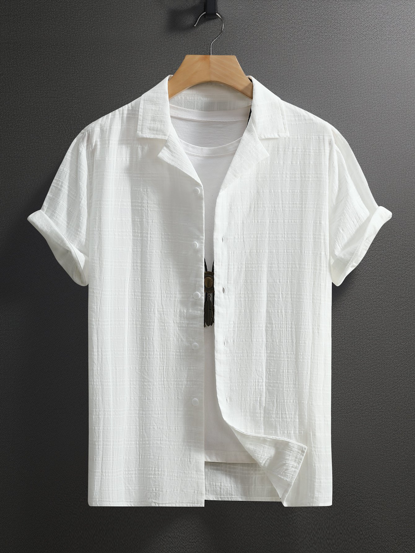Men Plus Size Textured Casual Shirt