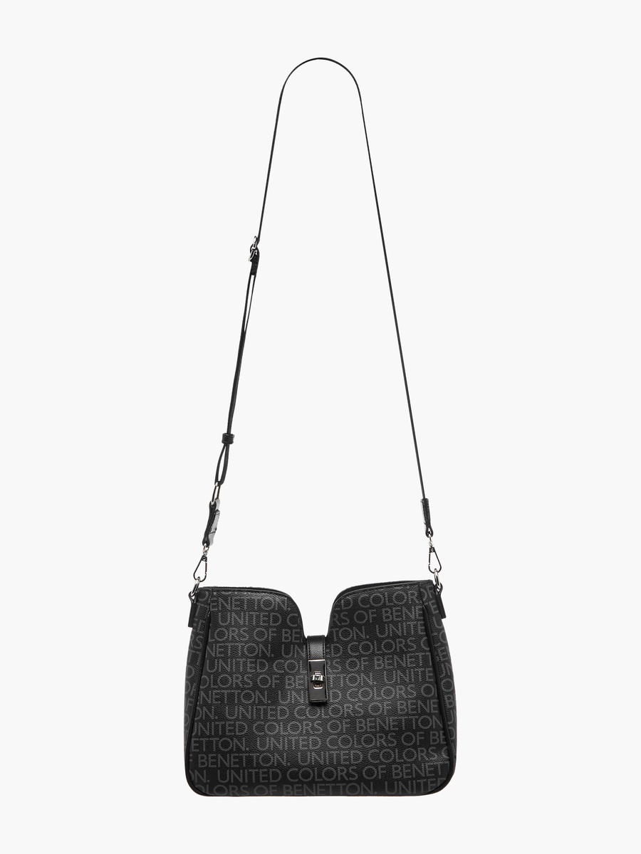 Monogram Print Shoulder Bag with Detachable Strap